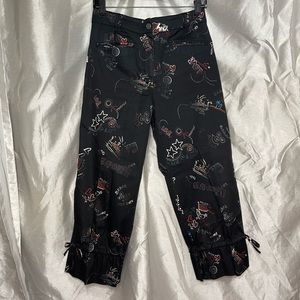 VTG y2k Trendy Retro Graffiti Word Printed Cropped Pants LOVE Valentine’s Day